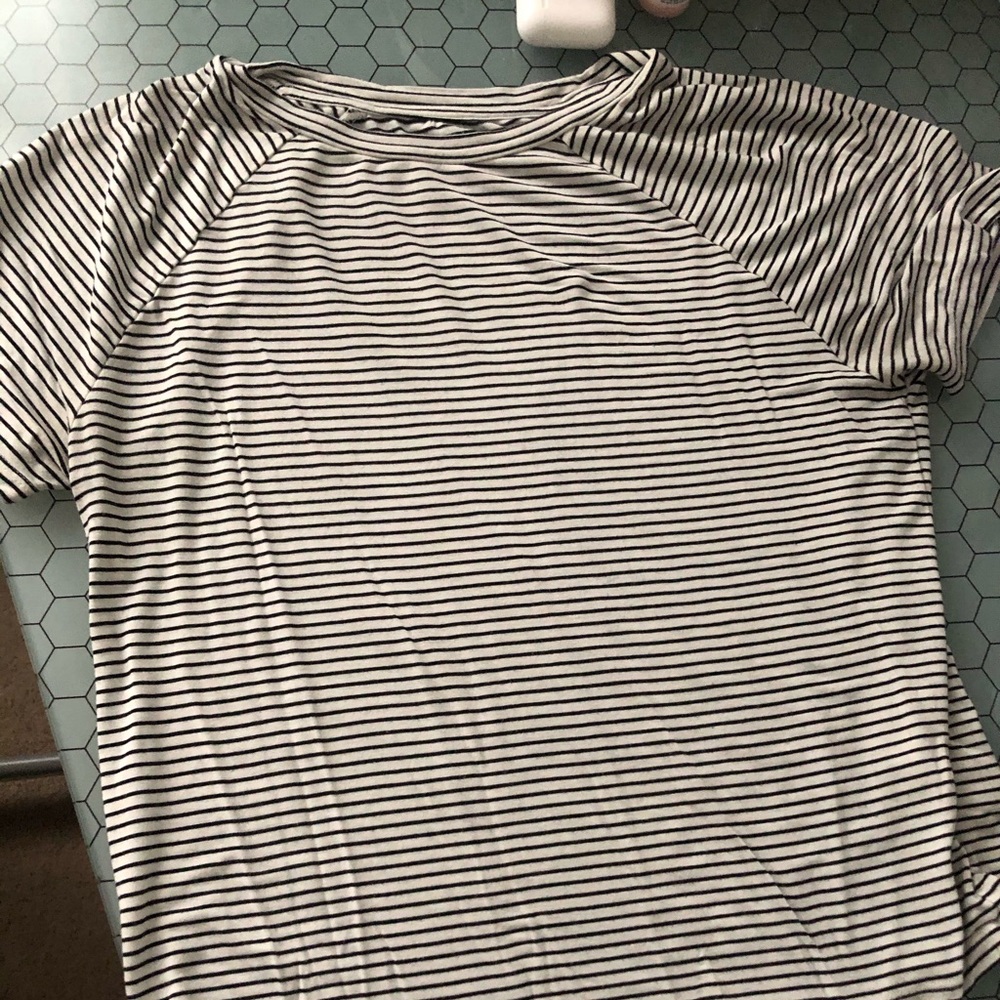 black and white striped top